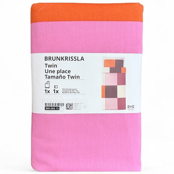 IKEA BRUNKRISSLA Twin Pink Duvet Cover & Pillowcase - Picture 1 of 2